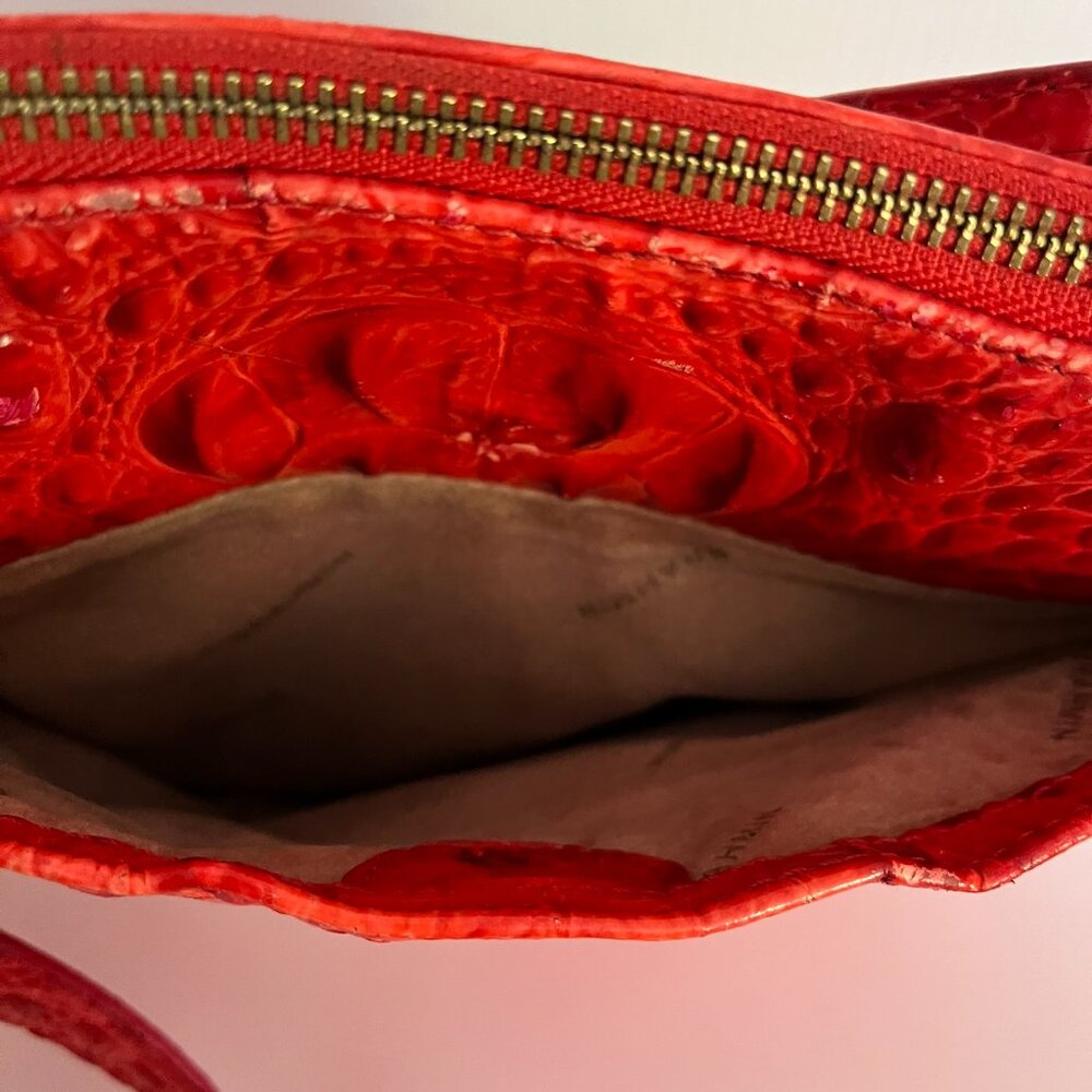 Brahmin Katie Crossbody Croc Embossed Lipstick Red Messenger Bag - Picture 4 of 12